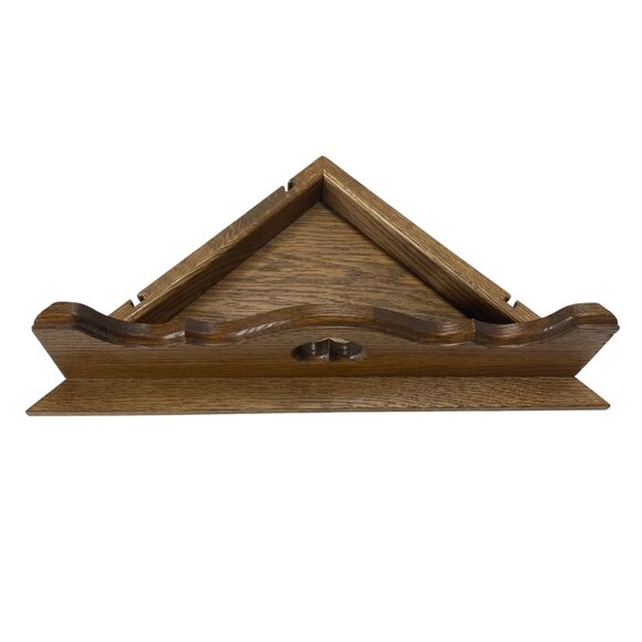Rustic Wooden Triangle Corner Shelf Heart Cutout Farmhouse Wall Decor - Picture 2 of 6